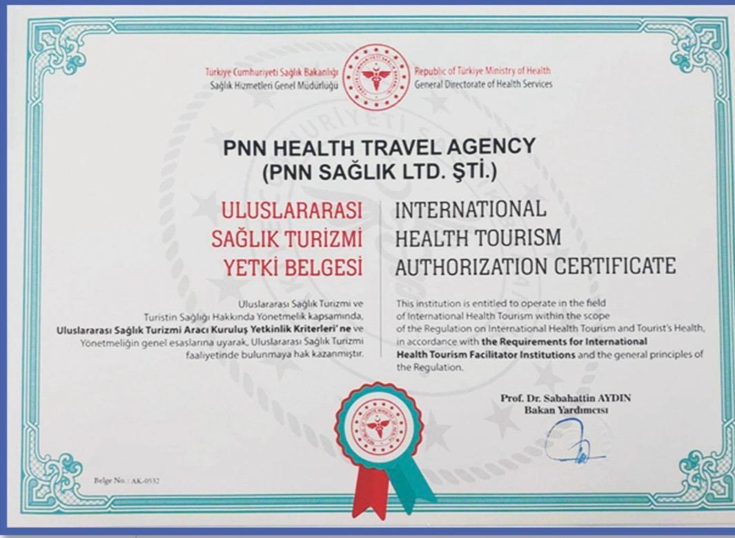 T.C. Sağlık Bakanlığı Uluslararası Sağlık Turizmi Yetki Belgesi